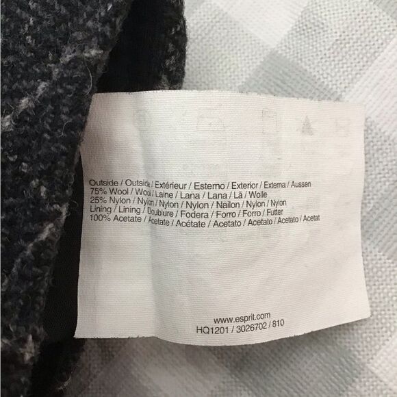 ESPRIT mini skirt 75% wool plaid size 0 black grey - Picture 10 of 15